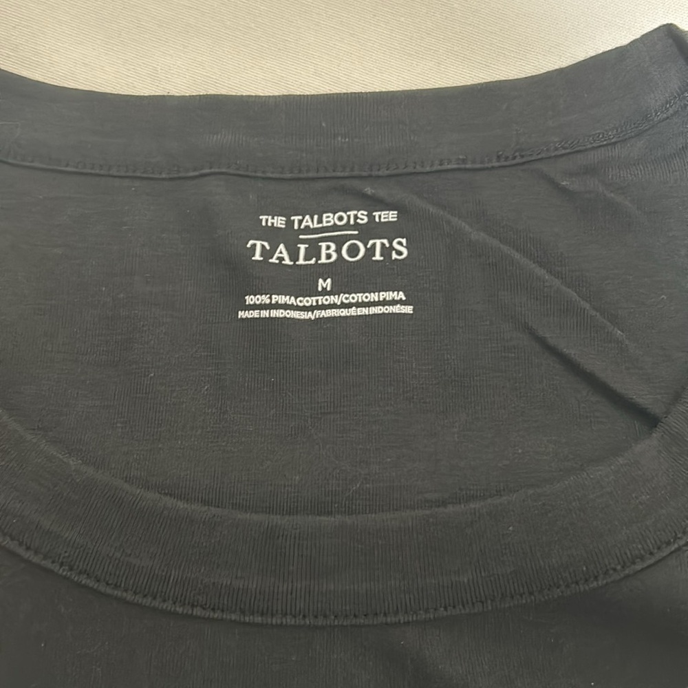 TALBOT WOMEN SCOOP NECK TEE PIMA COTTON BLACK  ELBOW SLEEVE Sz MD - Picture 3 of 7